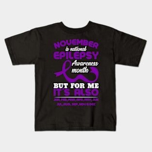 November Is National Epilepsy Awareness Month Kids T-Shirt